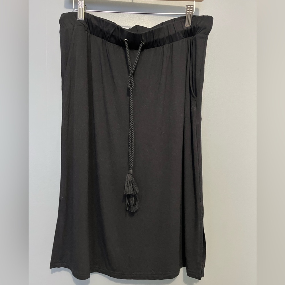 Casual black skirt with drawstring waist